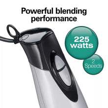 Stainless and black hand blender with blending shaft and control dial