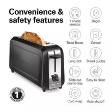Long-slot toaster with Toast Boost lever and slide-out crumb tray