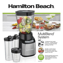 Hamilton Beach MultiBlend blender system with clear jars and black lids