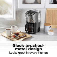 Stainless and black programmable coffee maker with black carafe