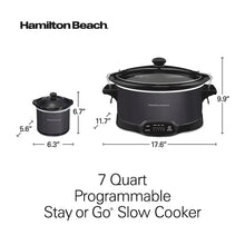 Hamilton Beach 7-quart programmable slow cooker, black base with control panel and lid
