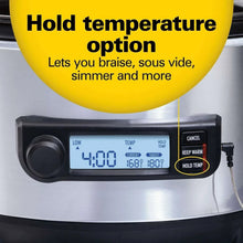 Slow cooker temperature control panel with hold temp, cancel, and keep warm