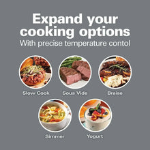 Cooking mode icons for slow cook, sous vide, braise, simmer, and yogurt