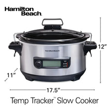 Hamilton Beach Temp Tracker slow cooker with LCD display and black lid