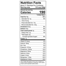 Nutrition facts panel for black walnut serving size and calories