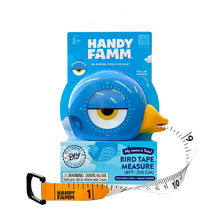 Bird tape measure toy with 8 ft tape and orange measuring strip