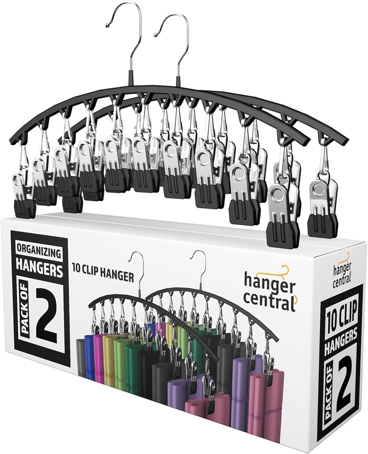 Hanger Central 2 Pack Non Slip Legging Hangers with 10 Clips