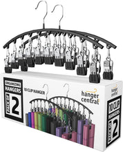 Non-slip legging hanger set with 10 clips on curved black rack