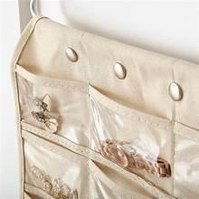Hanging Jewelry Organizer, 80-Pocket, Dual-Sided, Natural Canvas, for Earrings, Bracelets, Rings, Accessories, Space-Saving Storage Display (Beige)
