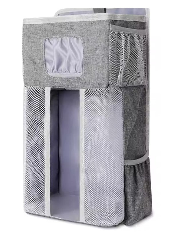 Hanging Baby Diaper Caddy Organizer, Grey, with Paper Pocket, for Crib, Changing Table, Playard, Nursery