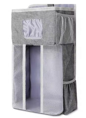 Hanging Baby Diaper Caddy Organizer, Grey, with Paper Pocket, for Crib, Changing Table, Playard, Nursery
