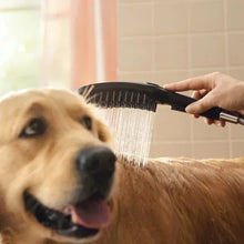 Handheld dog showerhead with black spray face and hose connection