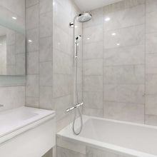 Showerpipe bundle with overhead rain showerhead, slide bar, and handheld hose