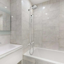Showerpipe set with round overhead showerhead and hose, chrome