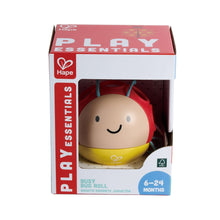Baby rattle toy in retail box with red ladybug design, front packaging view