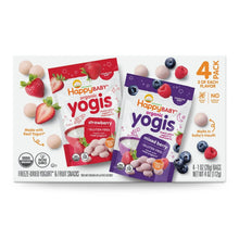 HappyBABY Yogis melts variety pack showing strawberry and mixed berry labels.