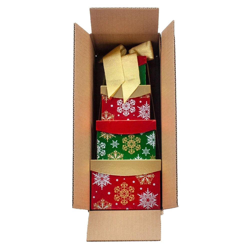 Happy Holidays Snowflake Tower of Sweets 4-Tier Tower, 1.92 lbs Total, Pre-Order - USA MEGA SHOP