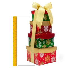 Happy Holidays Snowflake Tower of Sweets 4-Tier Tower, 1.92 lbs Total, Pre-Order - USA MEGA SHOP