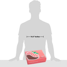 Red love berries gift box shown with person silhouette and 10.5 inches label