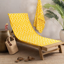 Harbor Bay cotton beach towel, 2-pack, yellow trellis pattern