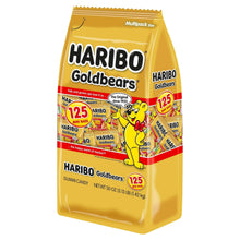 Gummi candy pouch with HARIBO Goldbears branding and 125 mini bags