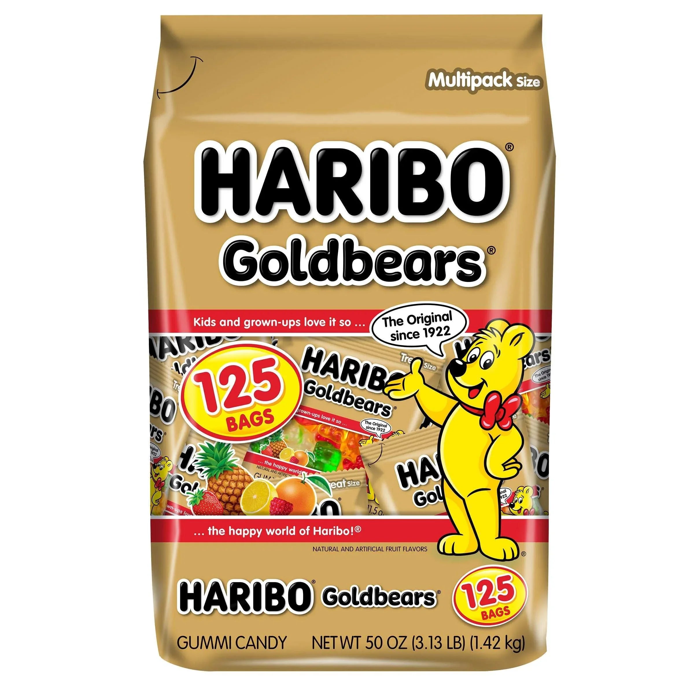 Haribo Goldbears Gummi Candy, Mini Bags, 0.4 oz, 125-count - USA MEGA SHOP