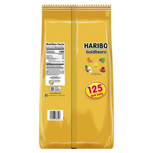 HARIBO Goldbears candy bag back with Nutrition Facts panel and barcode
