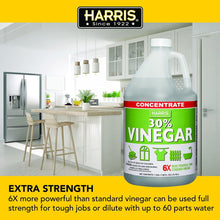 Harris 30% concentrated vinegar bottle on kitchen counter with red-green label