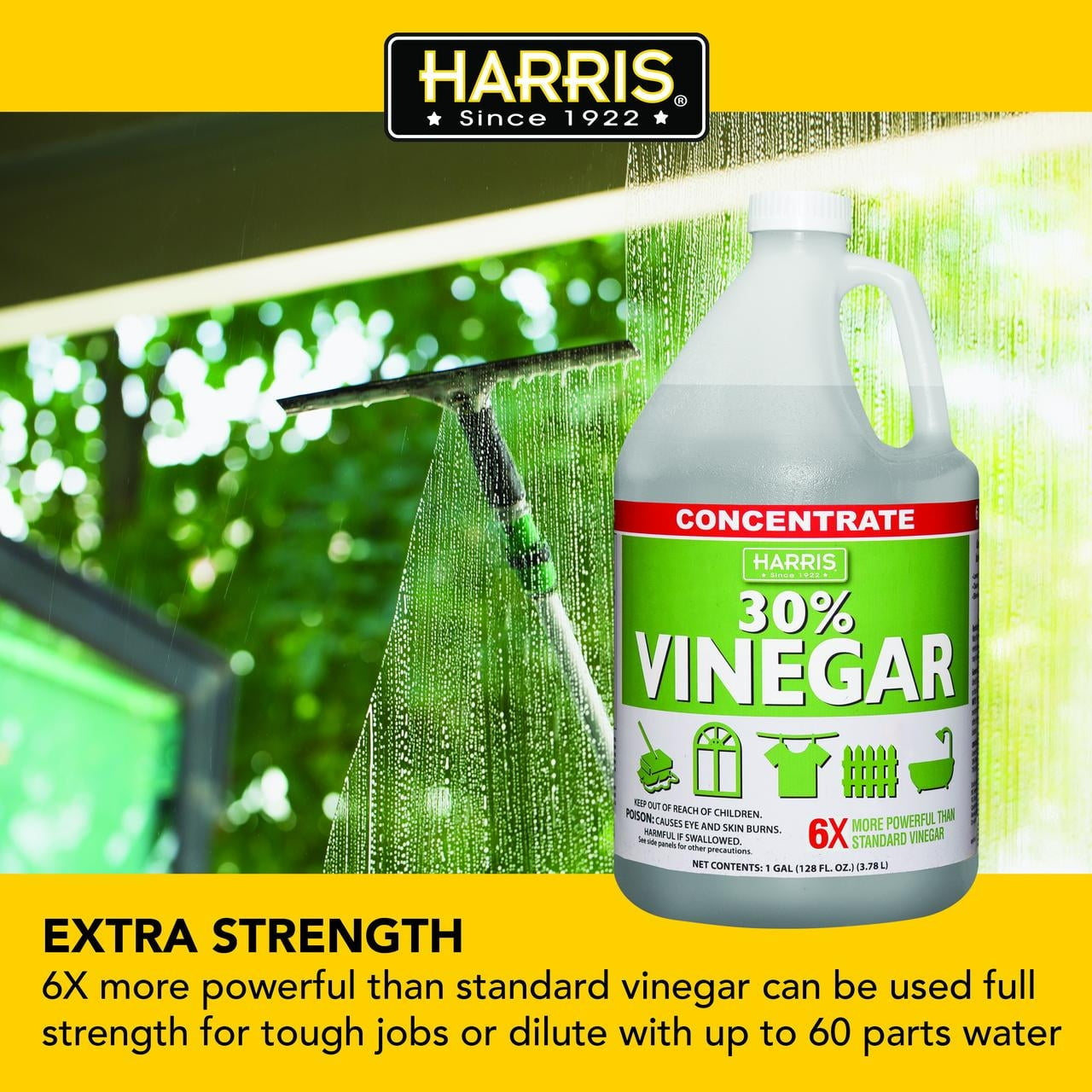 Harris 30% Concentrated Vinegar, Multi-Purpose Use for Home and Outdoor, 1 Gallon