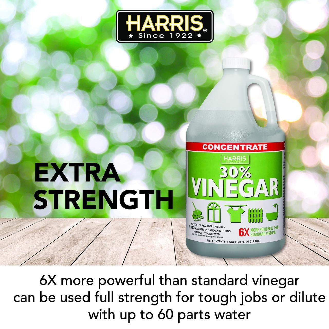 Harris 30% Concentrated Vinegar, Multi-Purpose Use for Home and Outdoor, 1 Gallon