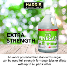Harris 30% concentrated vinegar bottle on wooden deck, red-green label