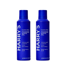 Two Harry's foaming shave gel bottles, blue, twin pack set