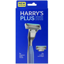Harry's Plus advanced pivoting system razor handle with 5-blade cartridges packaging