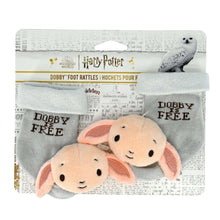 Dobby™ foot rattles with two plush bunny faces on light gray socks