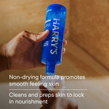 Blue facial toner bottle held in hand, front label and cap visible