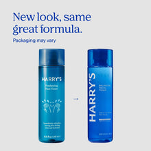 Set of blue facial toner bottles showing front labels and refill size