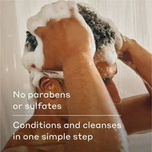 Thick foamy lather on hair with shower bubbles