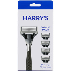 Harry's Winston Razor Handle for Men, Includes 5 Razor Blade Cartridges, Ink Chrome