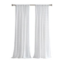 Hasting chenille curtains: white sheer two-panel set on a metal curtain rod