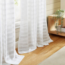Hasting chenille curtains: white sheer hem with subtle woven grid texture