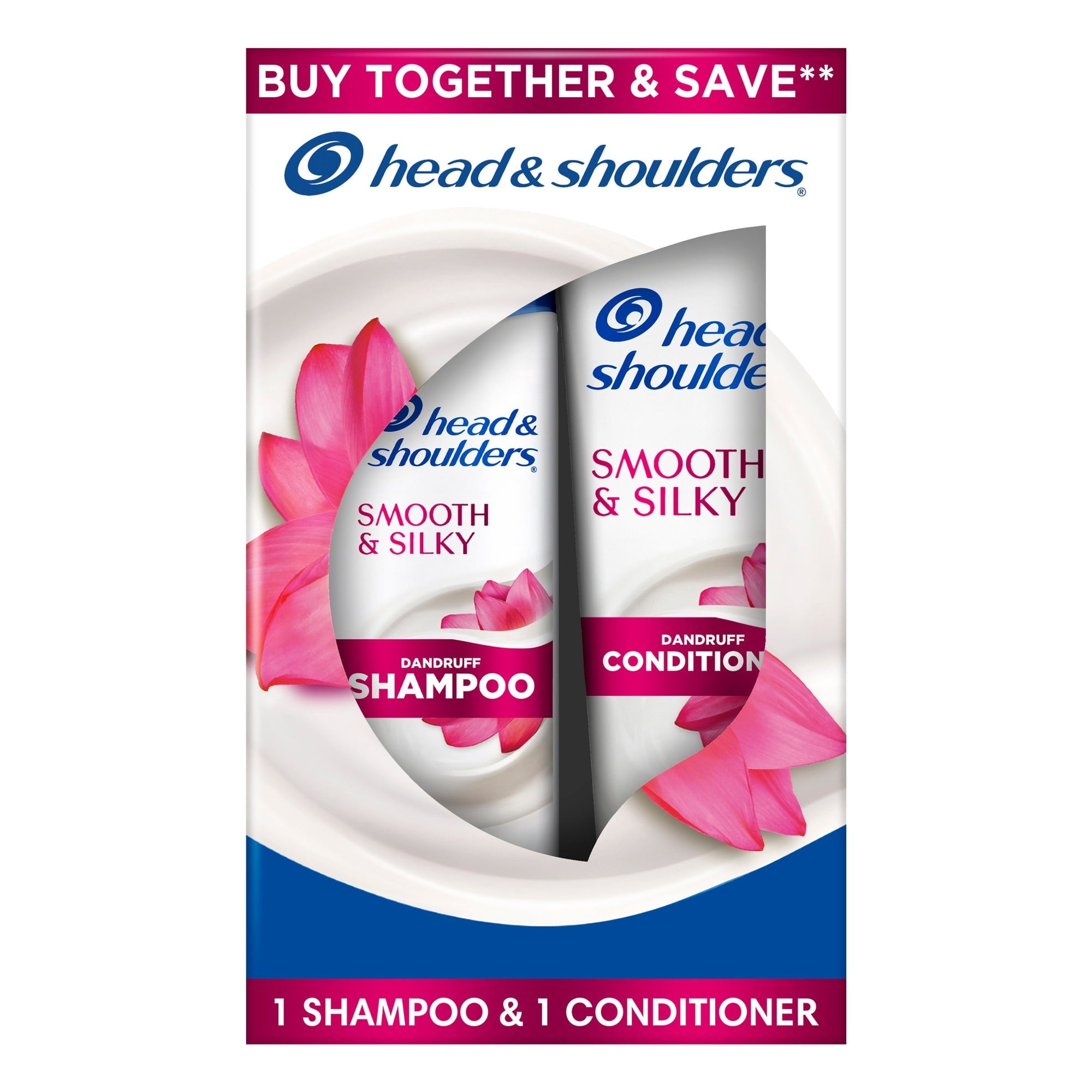 Head and Shoulders Dandruff Shampoo and Conditioner Set, Smooth and Silky, Frizz Control (3 PACK )