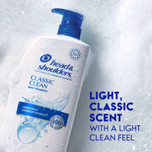 Head & Shoulders Classic Clean dandruff shampoo bottle with water droplets and blue pump