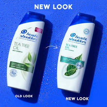 Two Head & Shoulders Tea Tree Oil shampoo bottles, white and blue