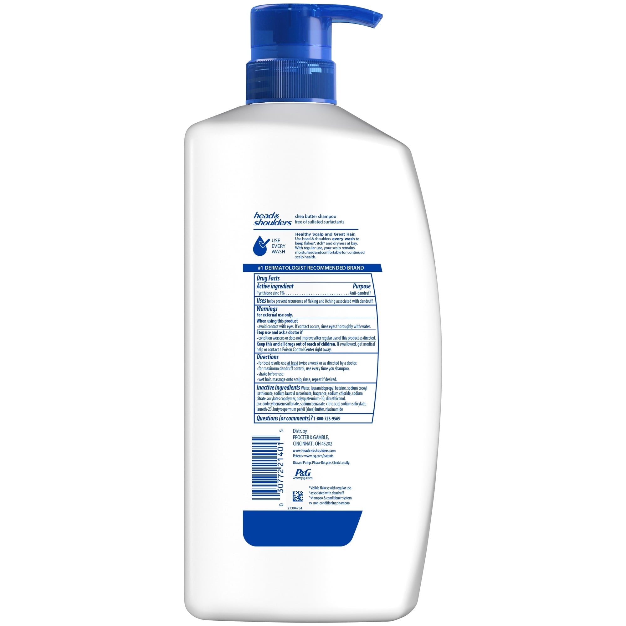 Head and Shoulders Shea Butter Dandruff Shampoo, Sulfate-Free, Rich Moisture, Curly and Coily Hair, 28.2 oz