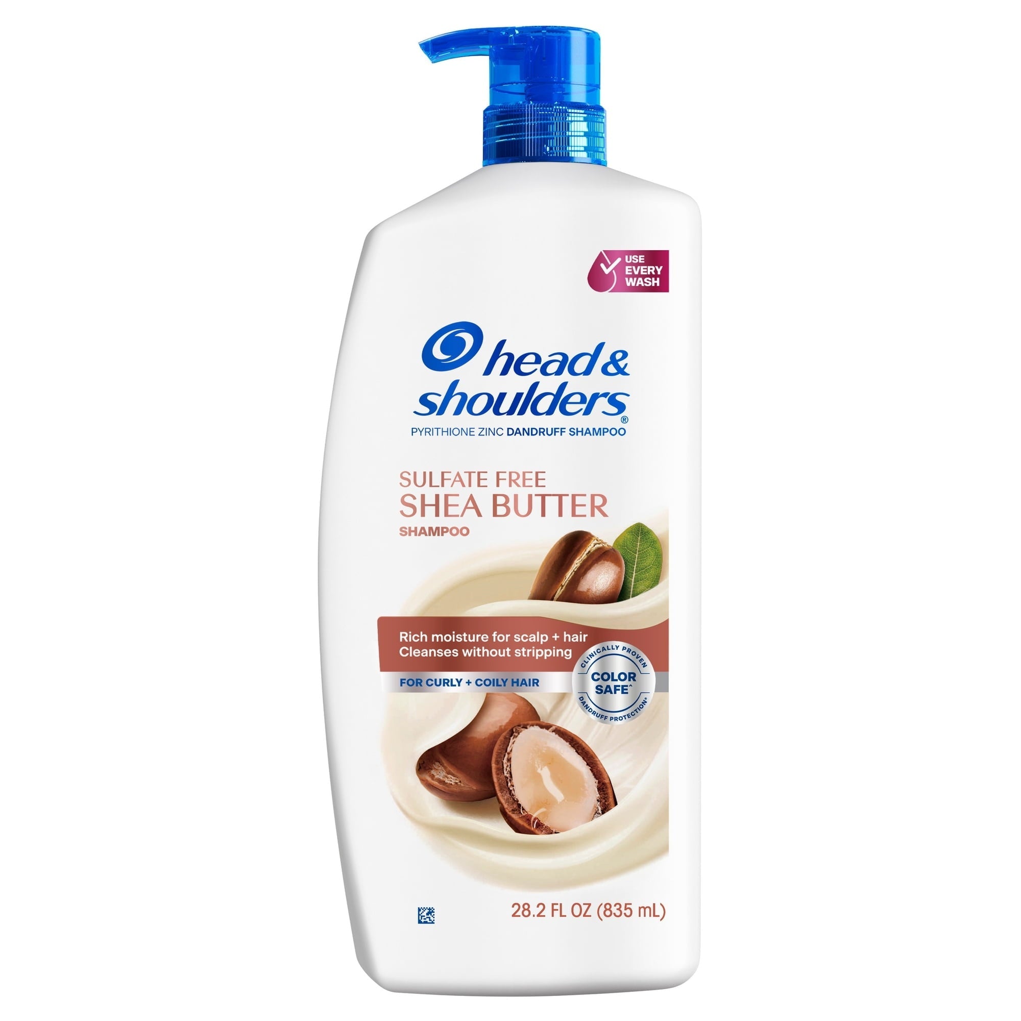 Head and Shoulders Shea Butter Dandruff Shampoo, Sulfate-Free, Rich Moisture, Curly and Coily Hair, 28.2 oz