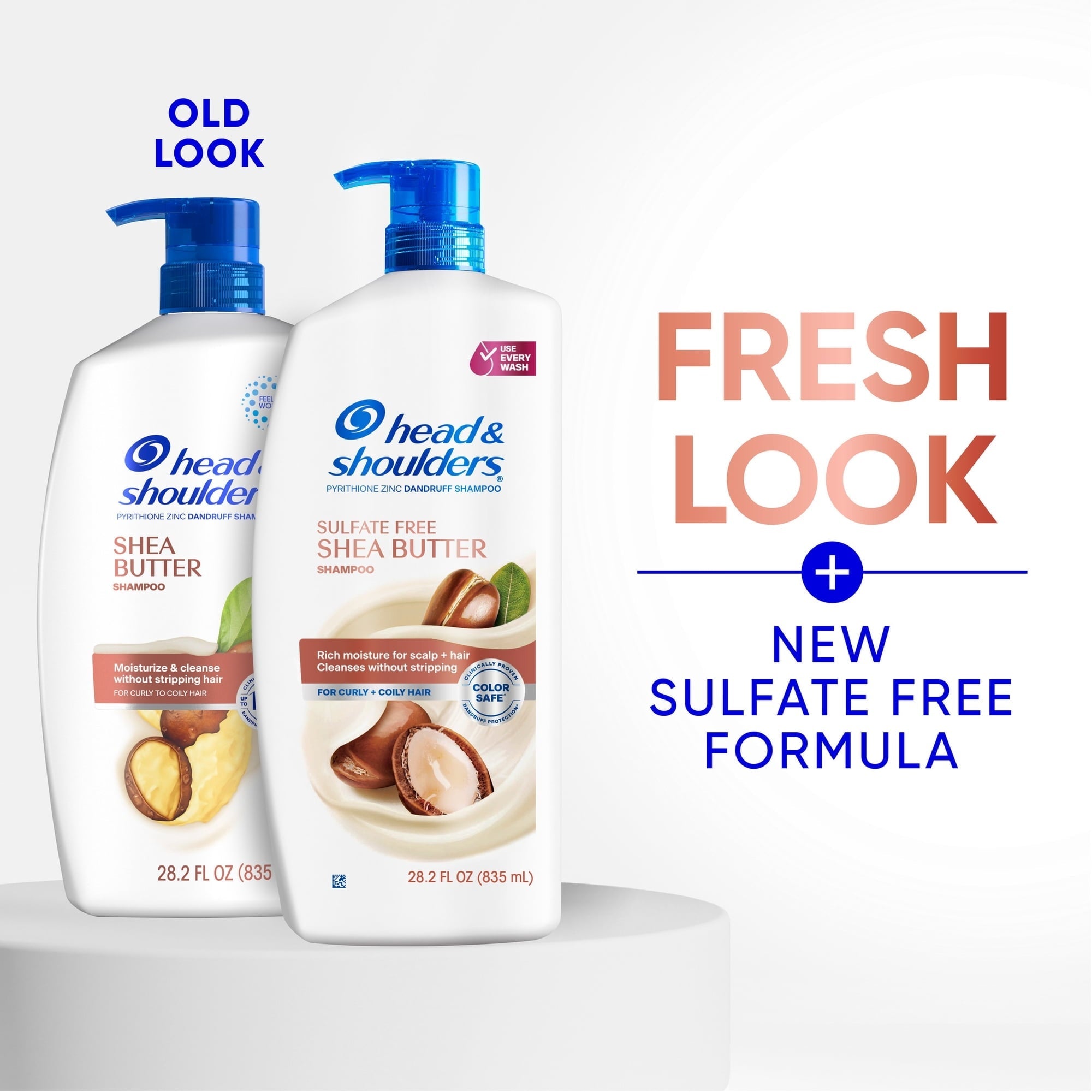 Head and Shoulders Shea Butter Dandruff Shampoo, Sulfate-Free, Rich Moisture, Curly and Coily Hair, 28.2 oz