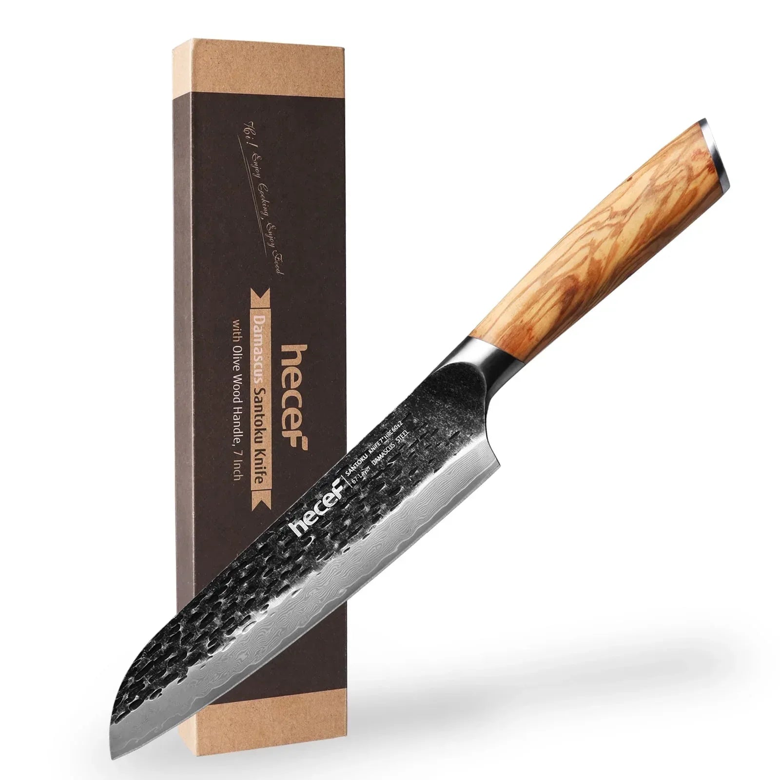 Hecef Japanese Chef Knife, Forged 67-Layer Damascus Steel Ultra Sharp Professional Hammered Carving Knife - USA MEGA SHOP