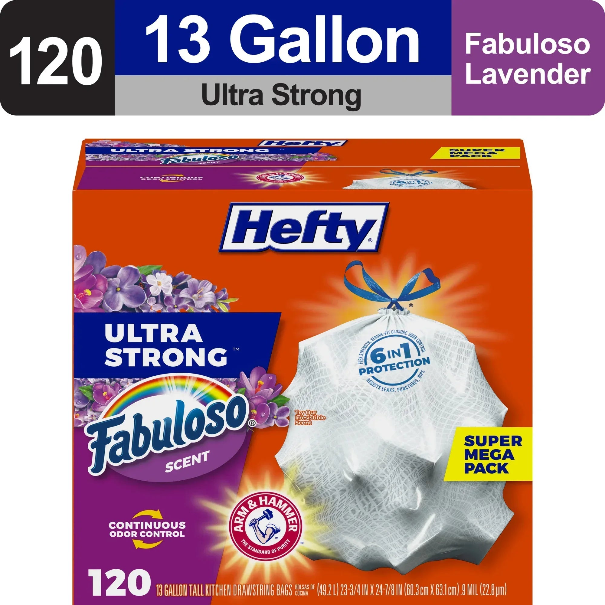 Hefty Ultra Strong Tall Kitchen Trash Bags - Fabuloso Scent, 130 ct./13 gal.