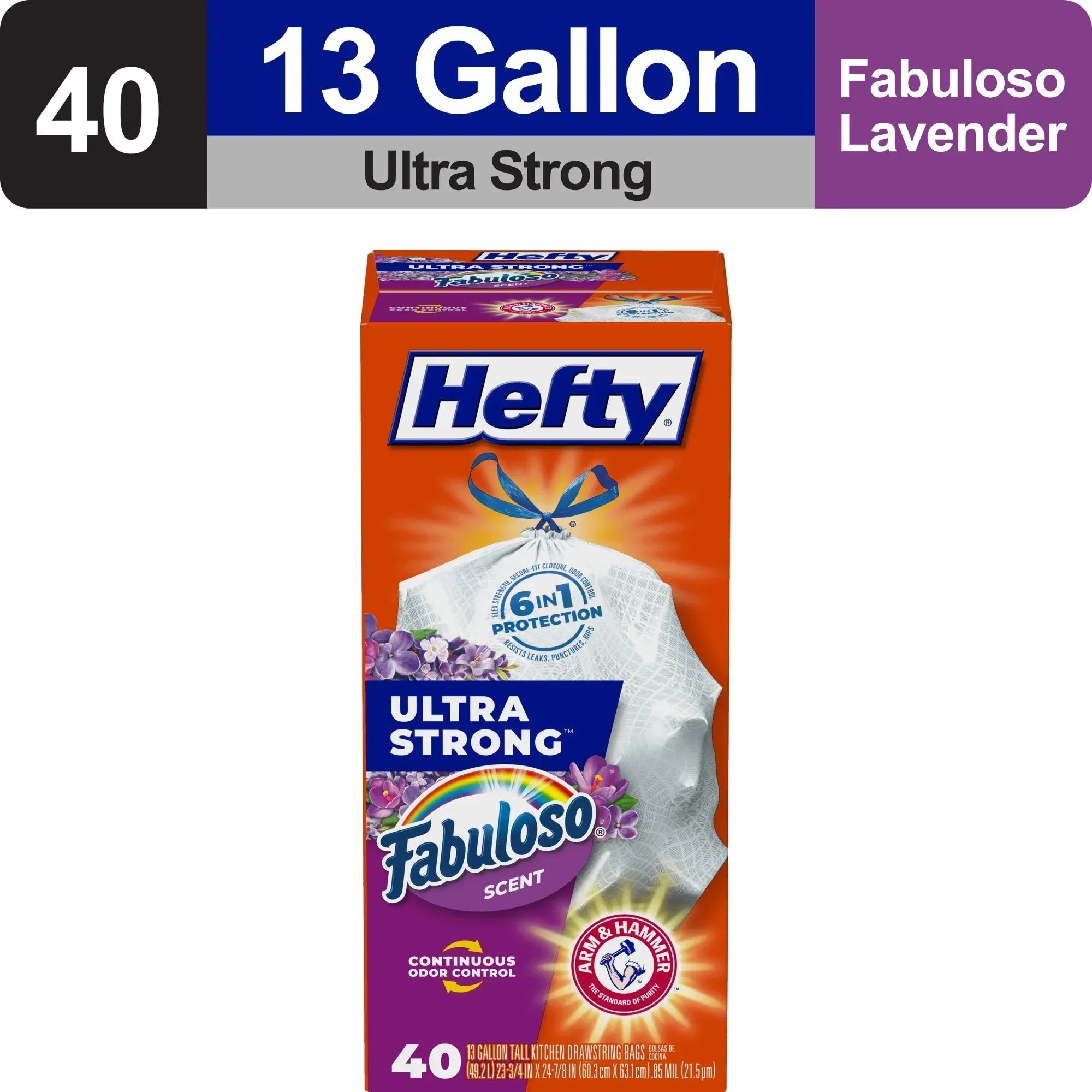Hefty Ultra Strong Tall Kitchen Trash Bags - Fabuloso Scent, 130 ct./13 gal.