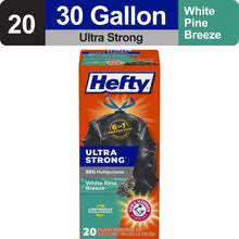 20-count 30-gallon black trash bag box with White Pine Breeze scent label